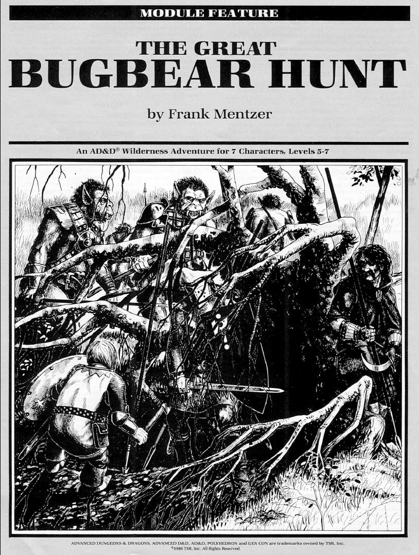 Frank Mentzer – The Great Bugbear Hunt in Polyhedron #28 (March 1986)